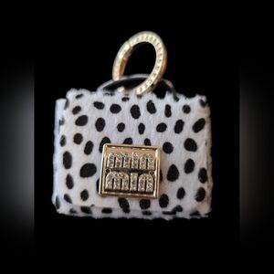 Leopard Print Mini Bag Charm with Gold Accents